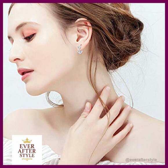 Sterling Silver Infinity Hoop Earrings Elegant Minimal Chic Huggie Hoops - Picture 5 of 7